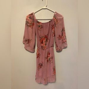 NWT Charlotte Russe Off the Shoulder Floral Pink Romper